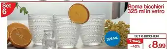 Roma Bicchieri 325 Ml In Vetro Set 6 Bicchieri