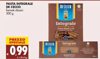 Tigros De Cecco Pasta di semola offerta