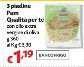 Pam Pam 3 Piadine Con Olio Extra Vergine Di Oliva offerta