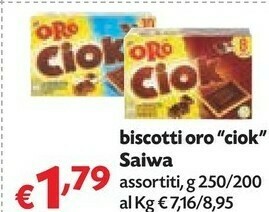 Pam Saiwa Oro Ciok Con Tavoletta Di Cioccolato Fondente 200 G(ml) offerta