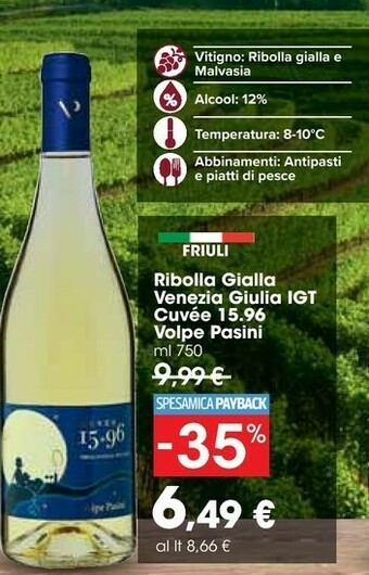Carrefour Market Pasini Ribolla Gialla Venezia Giulia IGT Cuve offerta