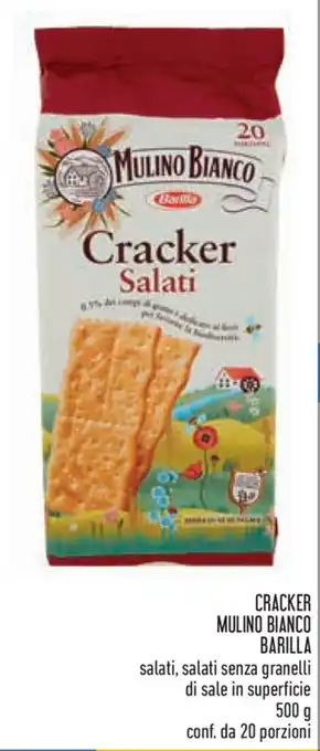 Conad Mulino Bianco Barilla Cracker Salati, Salati Senza Granelli di Sale in Superficie 500 g offerta