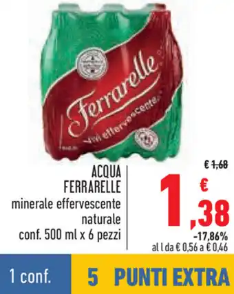 Conad Ferrarelle Acqua Minerale Effervescente Naturale conf. 500 ml x 6 pezzi offerta