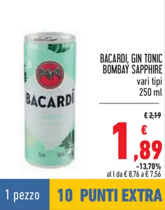 Conad Bacardi, Gin Tonic Bombay Sapphire vari tipi 250 ml offerta