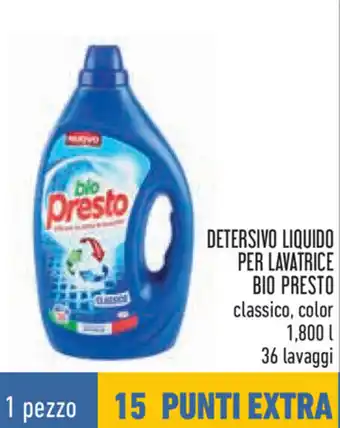 Bio Presto Detersivo Liquido Per Lavatrice classico, color 1,800 l 36 lavaggi