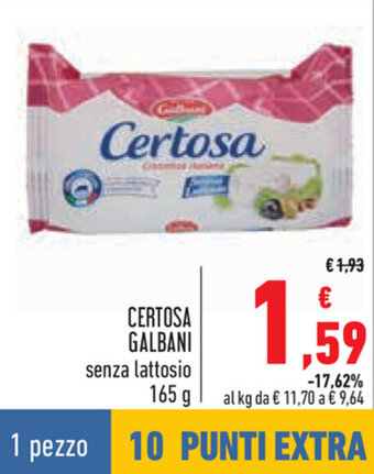 Conad Galbani Certosa Senza Lattosio 165 g offerta