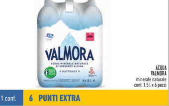 Conad Valmora Acqua Minerale Naturale conf. 1.5 l x 6 pezzi offerta