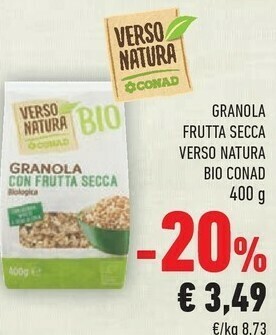 Conad Conad - Granola Con Frutta Secca Biologica Verso Natura 400 G(ml) offerta