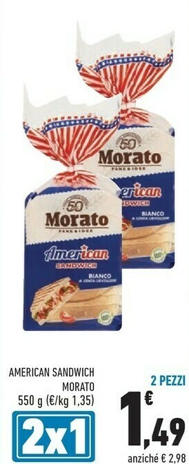 Conad Morato American Sandwich Grano Duro offerta