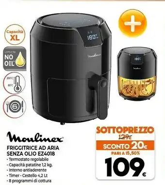 Expert Moulinex EZ4018 Easy Fry Deluxe, Friggitrice Ad Aria Senza Olio, 8 Modalità Preimpostate, Capacità XL Fino A 6 Persone, 80° A offerta