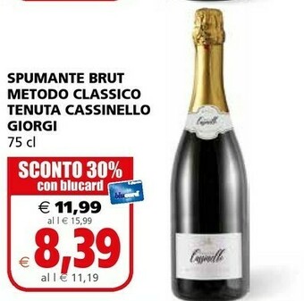 Il Gigante Giorgi Spumante Brut Metodo Classico Tenuta Cassinello offerta