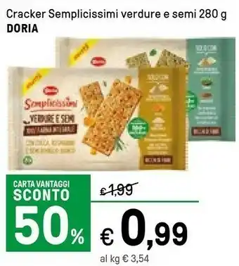 Iper La Grande Doria Cracker Semplicissimi Verdure E Semi 280 G offerta