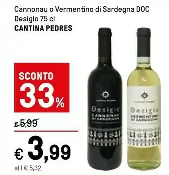 Iper La Grande Cantina Pedres Cannonau O Vermentino Di Sardegna Doc Desigio offerta