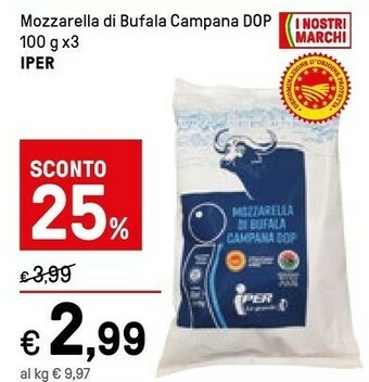 Iper La Grande Iper Mozzarella Di Bufala Campana Dop offerta