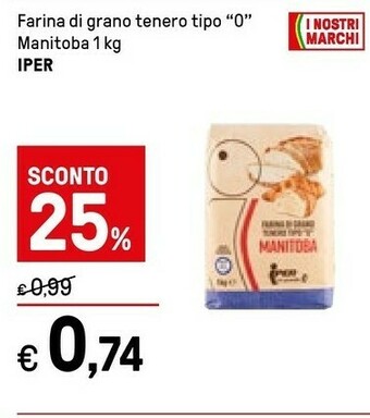 Iper La Grande Iper Farina Di Grano Tenero Tipo 0 Manitoba offerta
