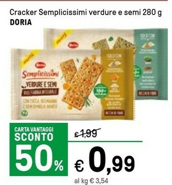 Iper La Grande Doria Cracker Semplicissimi Verdure E Semi offerta