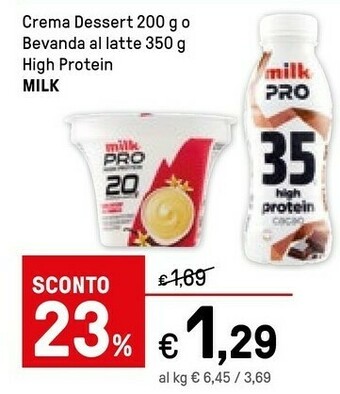 Milk - Crema Dessert Al Cacao Pro High Protein 200 G(ml)