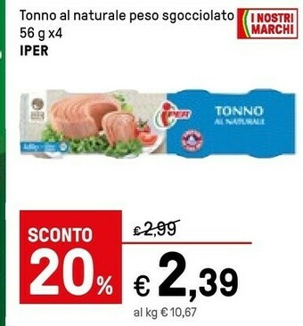 Iper La Grande Iper Tonno Al Naturale Peso Sgocciolato offerta