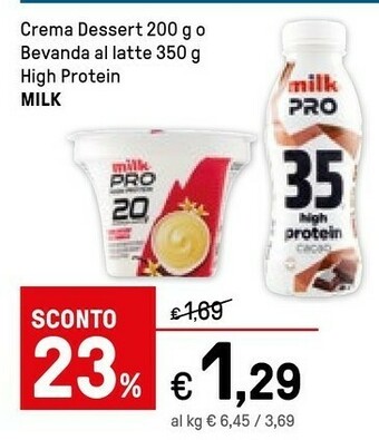 Iper La Grande Milk - Crema Dessert Al Cacao Pro High Protein 200 G(ml) offerta