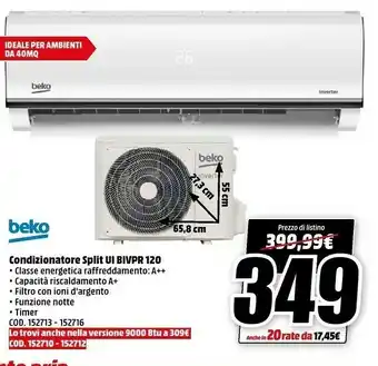 MediaWorld Beko Condizionatore Split Ui Bivpr 120 offerta