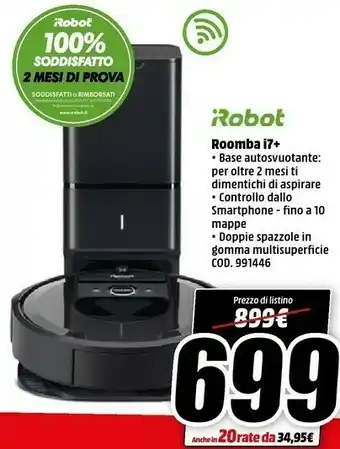 MediaWorld iRobot Roomba I7+ (i7558) Aspirapolvere Robot offerta