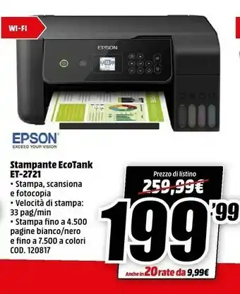 MediaWorld Epson EcoTank ET-2721 offerta