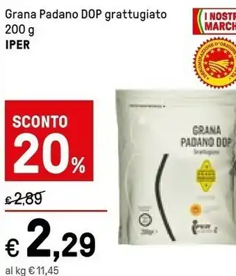 Iper La Grande Iper Grana Padano Dop Grattugiato 200g offerta