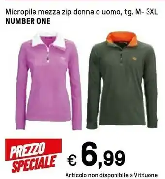 Iper La Grande Number One Micropile Mezza Zip Donna O Uomo offerta