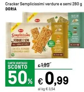 Iper La Grande Doria Cracker Semplicissimi Verdure E Semi 280g offerta