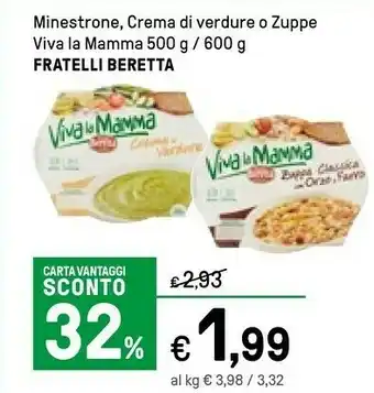 Iper La Grande Beretta Viva La Mamma Zuppa Classica Con Orzo E Farro 600 G(ml) offerta