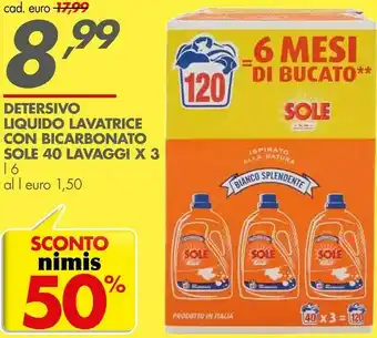 Italmark Sole Detersivo Liquido Lavatrice Con Bicarbonato offerta