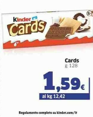 Sigma Ferrero Kinder Cards 128 G(ml) offerta