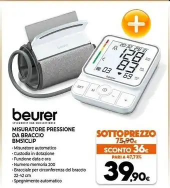 Expert Beurer Misuratore Pressione Da Braccio BM51CLIP offerta