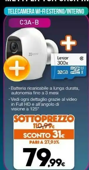 Expert Ezviz Telecamera Wi-fi Esterno/ Interno C3A-B offerta