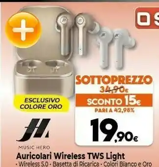 Expert Hero Auricolari Wireless TWS Light offerta