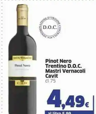 Sigma Mastri vernacoli Pinot Nero Trenitno offerta