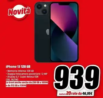 MediaWorld Apple Iphone 13 128gb offerta