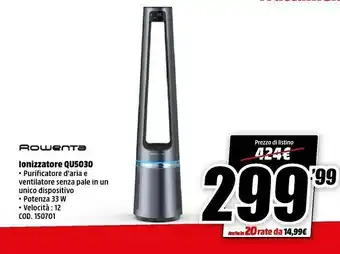MediaWorld Rowenta Jonizzatore Qu5030 offerta