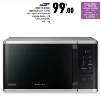 Conad Superstore Samsung Forno Microonde Capacita 23 L 1100 W offerta