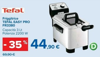 Carrefour Tefal Easy Pro FR3330 3 L Singolo Nero, Acciaio Inossidabile Stand-alone (placement) 2200 W offerta