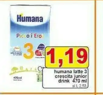 Gros Humana Latte 3 Crescita Junior Drink offerta