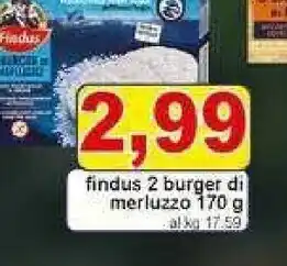 Gros Findus 2 Burger Di Merluzzo Con Prezzemolo E Limone 170 G(ml) offerta