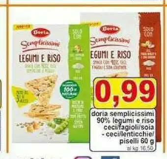 Gros Doria Semplicissimi Legumi E Riso Ceci Lenticchie Piselli 60 G(ml) offerta