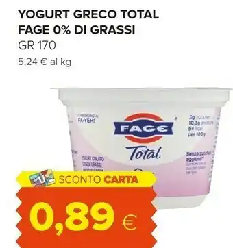 Oasi Fage Yogurt Greco Total 0% Di Grassi offerta