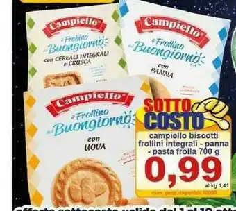 Pewex Campiello I Biscotti Del Buongiorno Frollini Integrali 700 G(ml) offerta