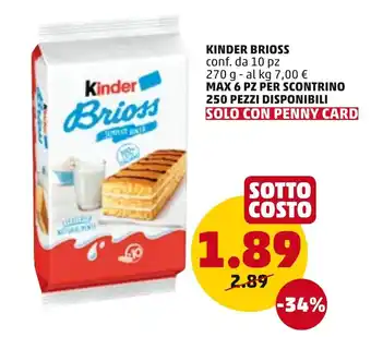 PENNY Kinder Brioss 10pz 270g offerta