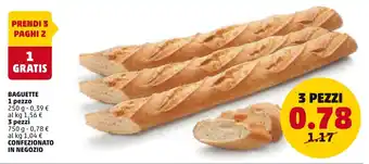 PENNY Baguette 3 pezzi 250g offerta