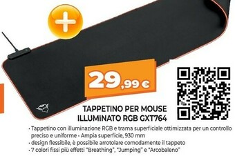 Expert Trust GXT 764 Glide-Flex XXL RGB Tappetino Per Mouse Per Gioco Da Computer Nero offerta