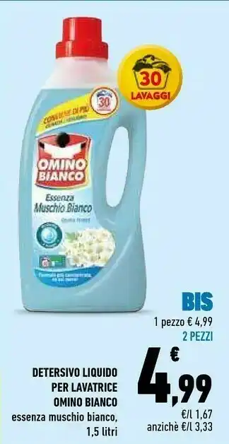 Conad Omino Bianco Detersivo Liquido Per Lavatrice Essenza Muschio Bianco 1500 Ml offerta