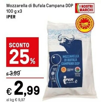 Iper La Grande Iper - Mozzarella Di Bufala Campana DOP 100 G(ml) offerta